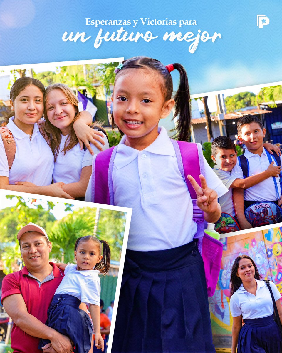 🎒📖 Hoy las calles de #Nicaragua vibran con la energía de niños, niñas y jóvenes que, llenos de entusiasmo, llegan a sus centros de estudio. 👧👦👨‍🏫 Este primer día marca el inicio de un camino lleno de sueños, metas y oportunidades para crecer y triunfar.