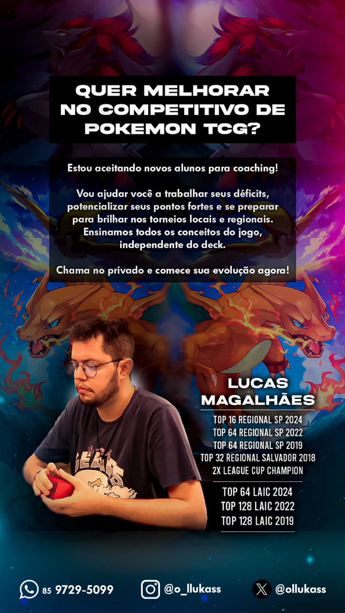 ollukass's tweet photo. Fala galera, perguntaram sobre meu coaching de Pokémon na semana passada, aí decidi divulgar. 

Falem comigo na dm pra entender a sua demanda, déficits e pontos a melhorar, ensino todos conceitos do jogo, como roteirizar partidas, exercícios de mapeamento de prêmios e afins. 

☝️ https://t.co/qC0bXhbbb6