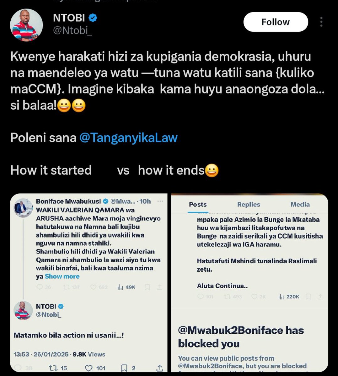 omeraZt's tweet photo. Sas #Ntobi yeye analalamjka nnini hapa??๐๐@Ntobi_ Acha kulalamika vitu ambavyo na wewe unavifanya kausha ๐ฎ๐ฎ๐ฎ๐ฎ https://t.co/X5w3L5BI04
