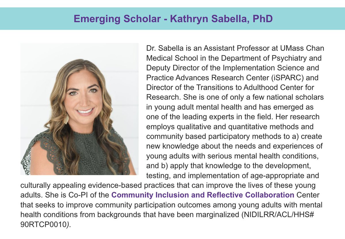 UMass Chan iSPARC (@umass_sparc) on Twitter photo Congratulations to our iSPARC Deputy Director Kathryn Sabella, Ph.D. for being competitively selected to the Center for Accelerating Practices to End Suicide (CAPES) Emerging Scholar Program! <a href="/CAPESuicidePrev/">CAPES Suicide Prevention</a>
#SuicidePrevention #Scholar
myemail.constantcontact.com/CAPES-January-…... Congratulations to our iSPARC Deputy Director Kathryn Sabella, Ph.D. for being competitively selected to the Center for Accelerating Practices to End Suicide (CAPES) Emerging Scholar Program! <a href="/CAPESuicidePrev/">CAPES Suicide Prevention</a>
#SuicidePrevention #Scholar
myemail.constantcontact.com/CAPES-January-…...