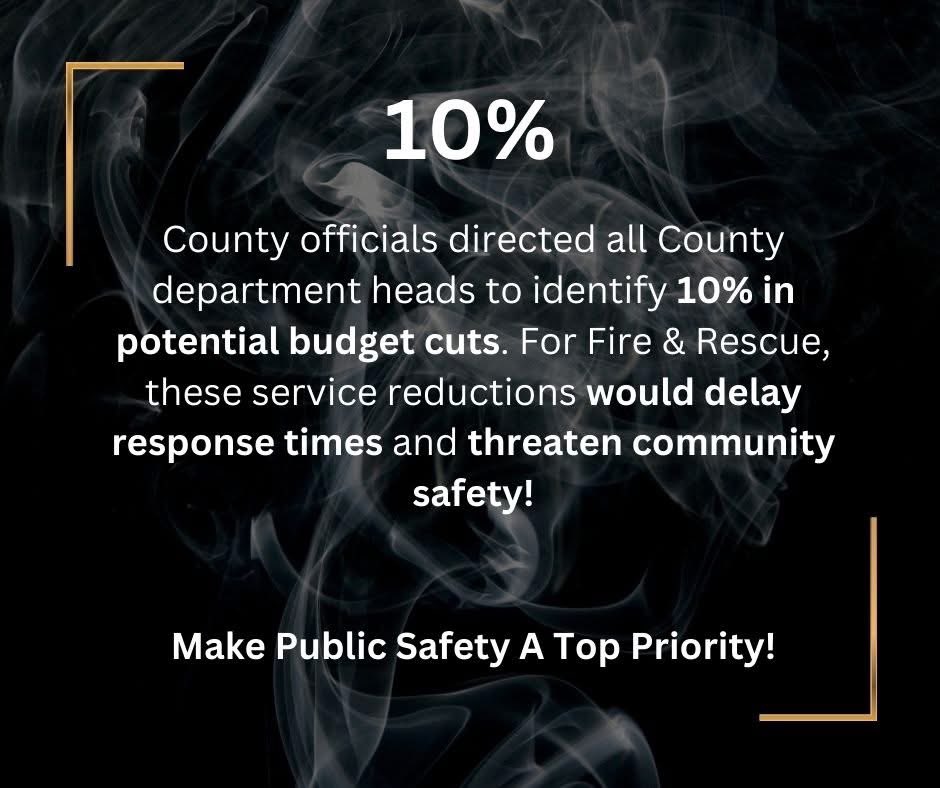 🚨 Public Safety Alert 🚨

County officials are considering dangerous service reductions that could:

❌ Reduce critical Fire &amp; Rescue resources
⏱️ Increase response times, when seconds count
📈 Strain services as calls have risen 26% since 2017

#Fairfaxcounty #virginia #budget