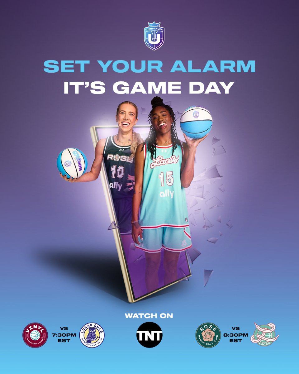 SET YOUR ALARMS! Unrivaled plays today at 7:30pm ET on TNT! Who you got tonight? 👀