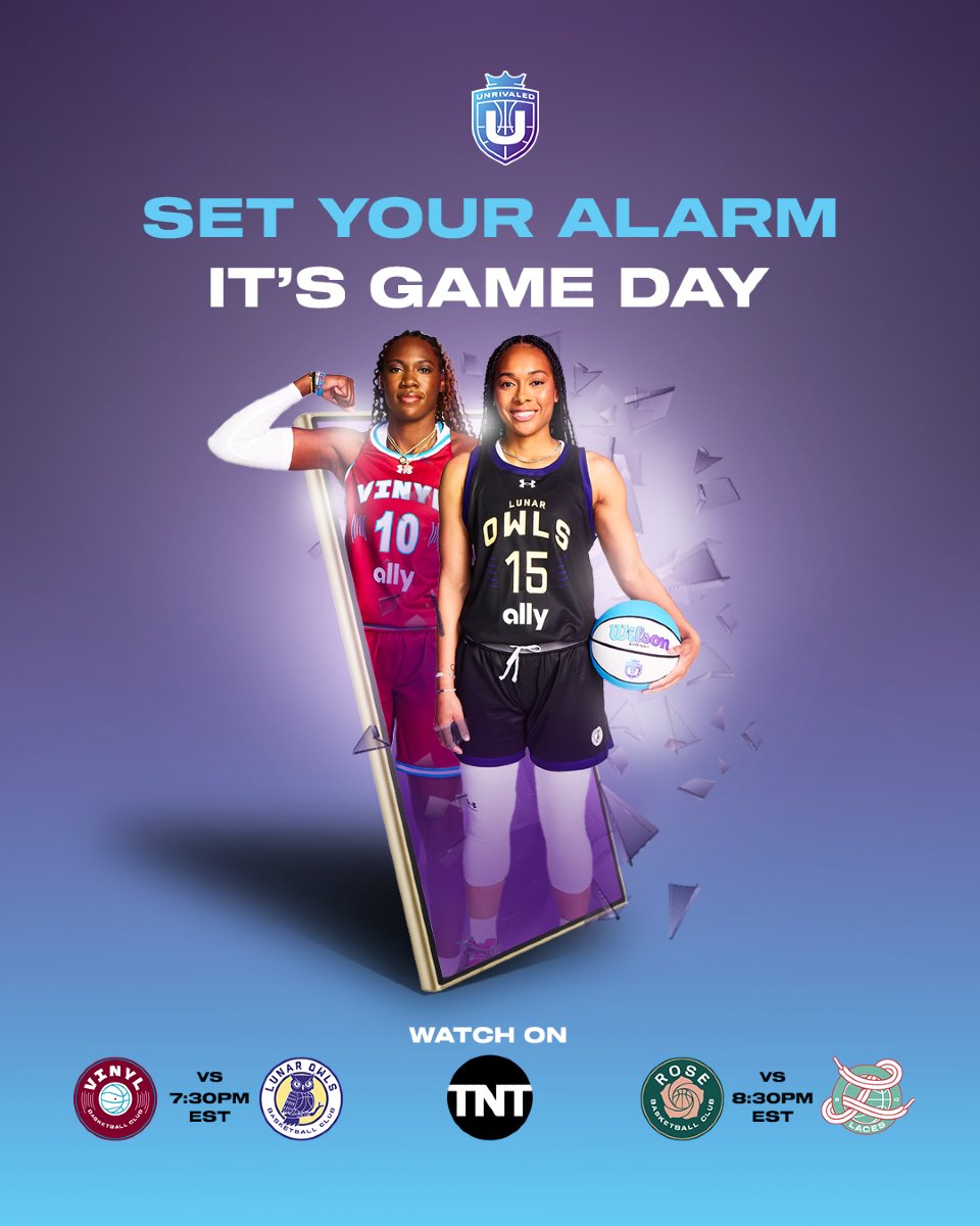 Unrivaledwbb's tweet image. SET YOUR ALARMS! Unrivaled plays today at 7:30pm ET on TNT! Who you got tonight? 👀