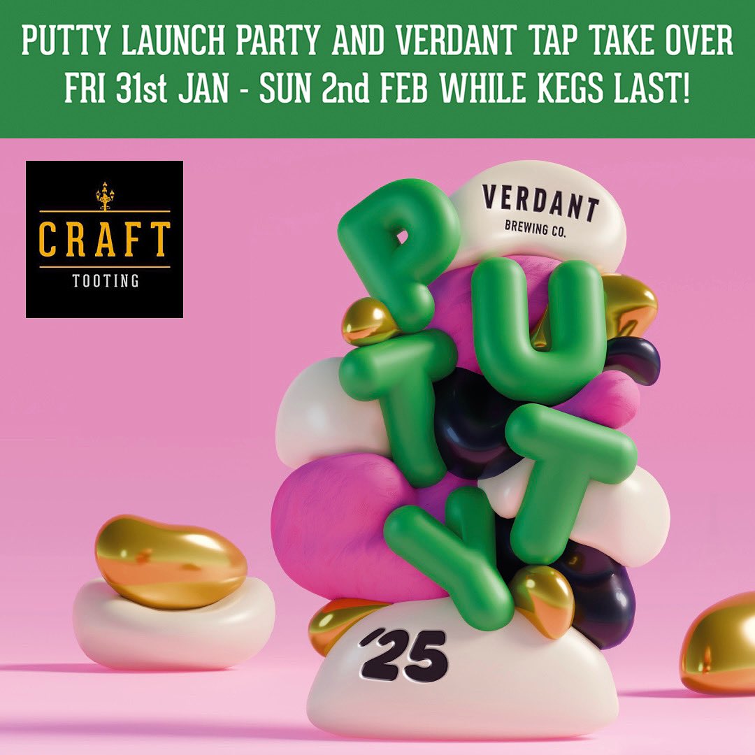 CraftTooting's tweet photo. PUTTY! Our keg and cans are incoming π Tapping that bad boy on Friday along with some other Verdant beauties, cans on sale as soon as they arrive tomorrow! π€€ Whoop! #UpThePutt! πΊ #Craft #Tooting #Craftbeer #Bar & #BottleShop #VerdantPutty #VerdantBrewCo https://t.co/rTyhfWKUtM