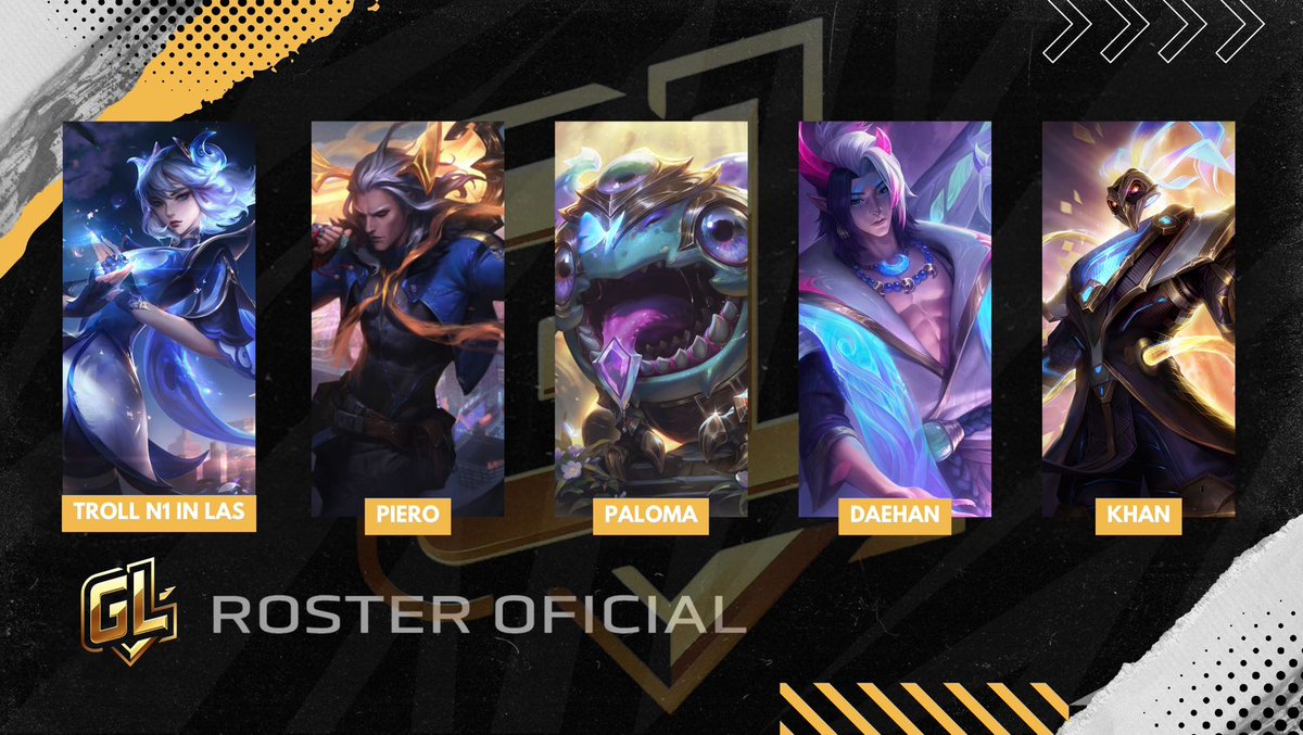 Golden Lions (@goldenlions_) on Twitter photo ¡El rugido de los leones ya se escucha en la Grieta del Invocador! Presentamos a los jugadores que nos representarán como segundo roster en esta temporada:
<a href="/troll_n1_in_las/">TROLL N1 IN LAS</a>
<a href="/chocotejin/">Piero</a>
<a href="/Paloma_mb12/">Paloma Morales</a>
<a href="/1DaeHan1/">DaeHann</a>
<a href="/khaN1996PE/">Sûpport khaŃ</a>
💪 Nuestra misión está clara: conquistar, luchar y ¡El rugido de los leones ya se escucha en la Grieta del Invocador! Presentamos a los jugadores que nos representarán como segundo roster en esta temporada:
<a href="/troll_n1_in_las/">TROLL N1 IN LAS</a>
<a href="/chocotejin/">Piero</a>
<a href="/Paloma_mb12/">Paloma Morales</a>
<a href="/1DaeHan1/">DaeHann</a>
<a href="/khaN1996PE/">Sûpport khaŃ</a>
💪 Nuestra misión está clara: conquistar, luchar y