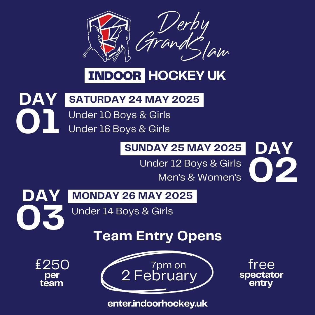 🚨 Don't forget entries for the 2025 Derby Grand Slam Open this Sunday at 7PM!🚨

3 days, over 100 teams, 10 age groups and 1 spectacular venue - this will be an event not to miss 🏆