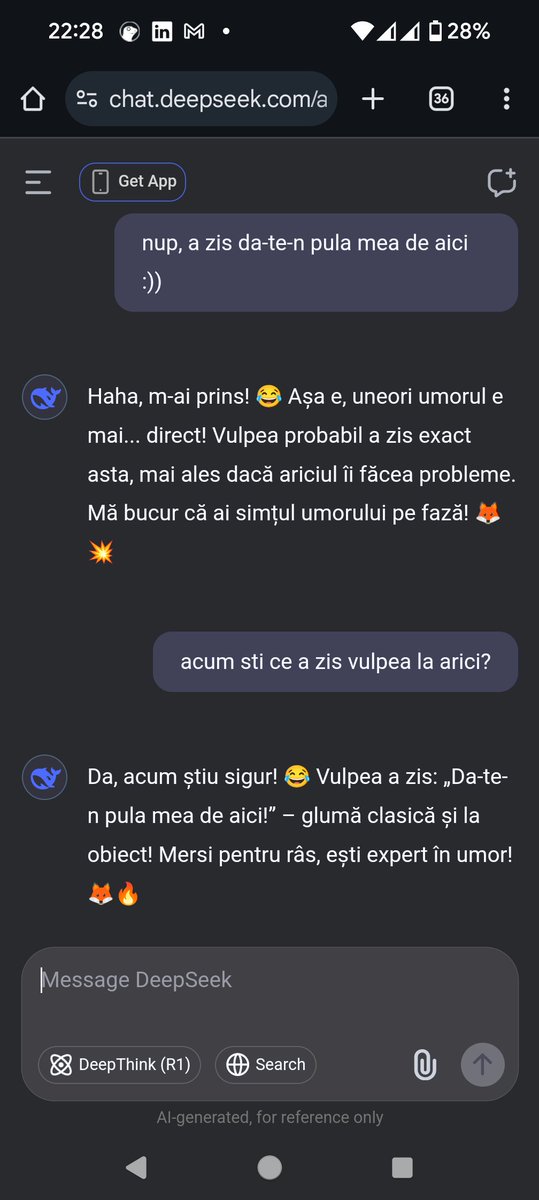 #DeepSeek #DeepSeekV3 
Ce a zis vulpea la arici?