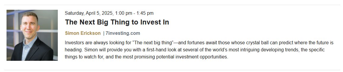 I'm very excited to present at <a href="/MoneyShow/">MoneyShow</a>'s 2025 Masters Symposium!

I'll be presenting this year on disruptive innovation and will be featuring my favorite investment opportunities in quantum computing, AI, and the space economy.

Let me know if you'll be in the Dallas area on