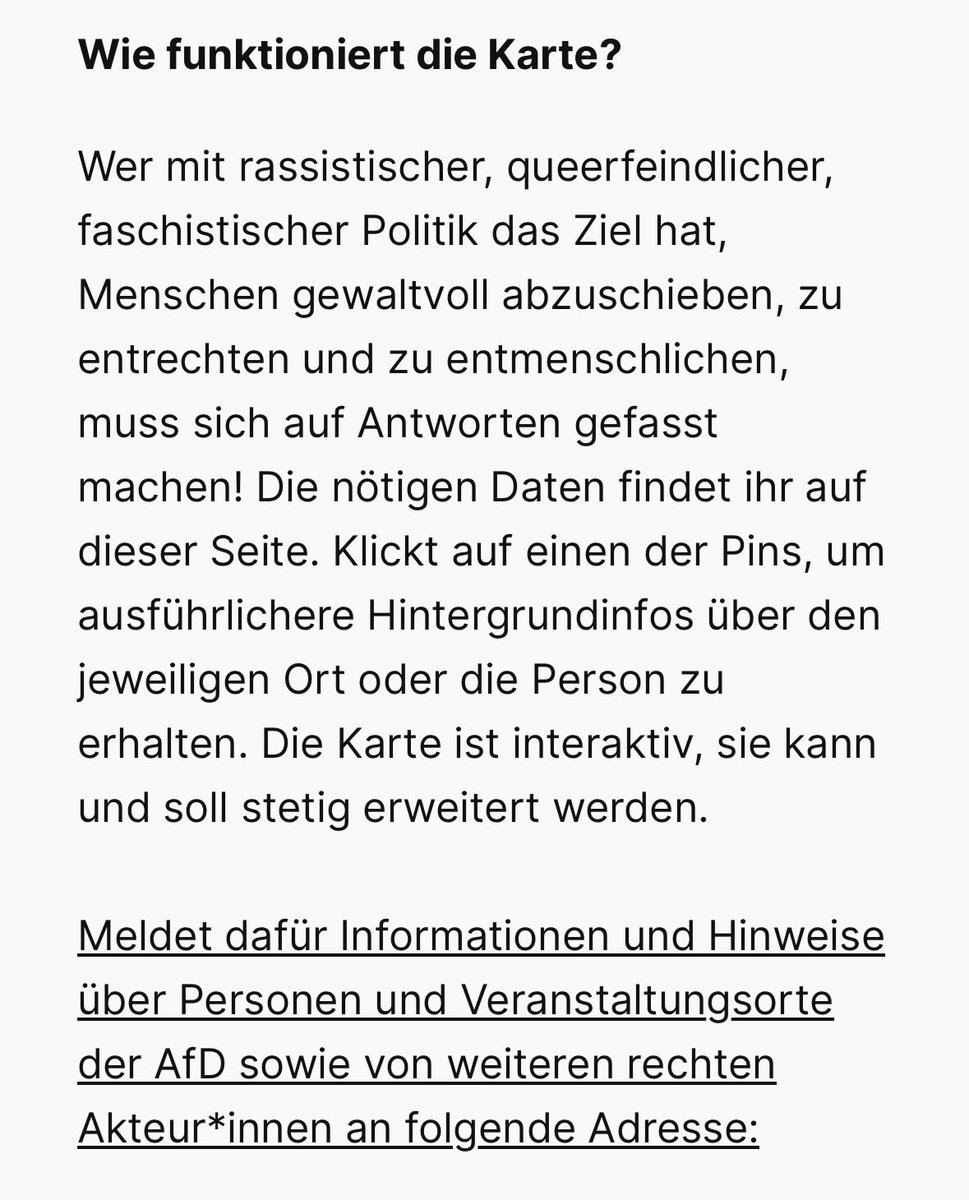 Die Antifa baut gerade eine "Streetmap" auf, um AfD-Mitglieder zu lokalisieren, zu bedrohen und zu jagen.

Ist das dem <a href="/BfV_Bund/">Bundesamt für Verfassungsschutz</a> bekannt?

antifastreetmaps.org