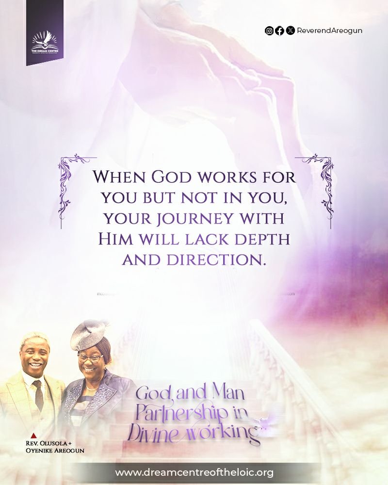 ReverendAreogun's tweet photo. When God works for you but not in you, your journey with Him will lack depth and direction.
🕊️ Invite His work within—for transformation, growth, and alignment with His divine purpose. Let Him shape your heart as much as your path.
#GodsWorkInYou #DivinePartnership #ReverendAreogun #WalkingWithGod