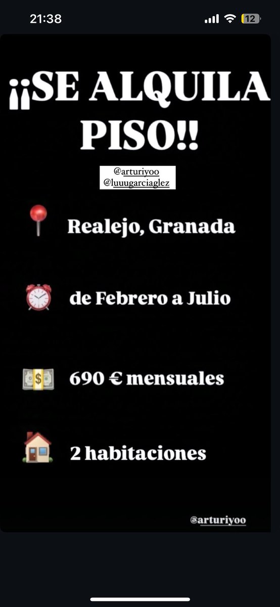 ¡¡¡Si alguien está interesado, se alquila piso en Granada!!!
#alquiler #granada