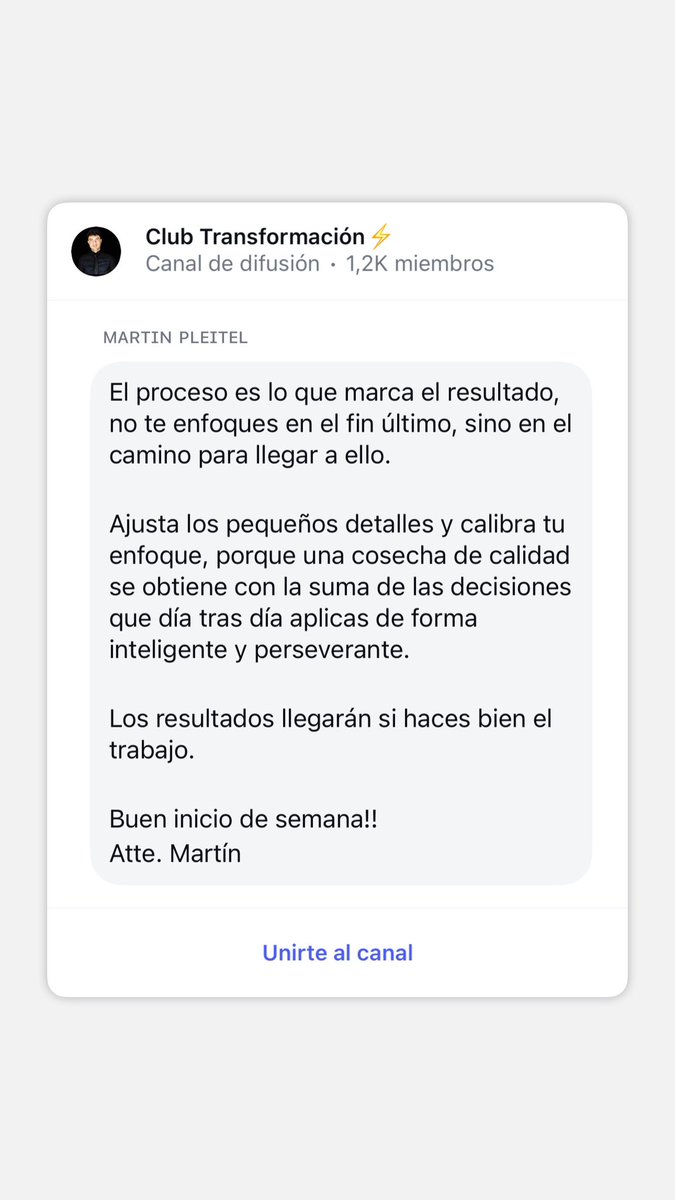 Los resultados llegarán si haces bien el trabajo.