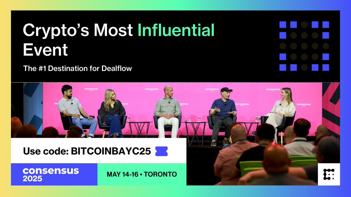 Bitcoin Bay (@thebitcoinbay) on Twitter photo Don’t miss <a href="/consensus2025/">Consensus 2025</a> hosted in Toronto
📅 May 14-16, 2025
Join leaders at the #1 destination for deal flow in #Blockchain, #Web3 & #AI at #ConsensusTO.
🎟️ Get tickets: go.coindesk.com/BITCOINBAY
Use our community partner code: BITCOINBAYC25
Look forward to see everyone there Don’t miss <a href="/consensus2025/">Consensus 2025</a> hosted in Toronto
📅 May 14-16, 2025
Join leaders at the #1 destination for deal flow in #Blockchain, #Web3 & #AI at #ConsensusTO.
🎟️ Get tickets: go.coindesk.com/BITCOINBAY
Use our community partner code: BITCOINBAYC25
Look forward to see everyone there