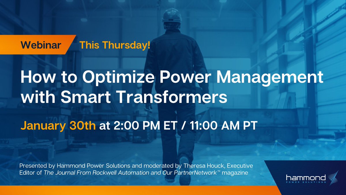 Don’t miss your opportunity to learn how smart transformers can revolutionize power management and keep your operations running smoothly.

Register now to save your spot!
americas.hammondpowersolutions.com/events/webinar…