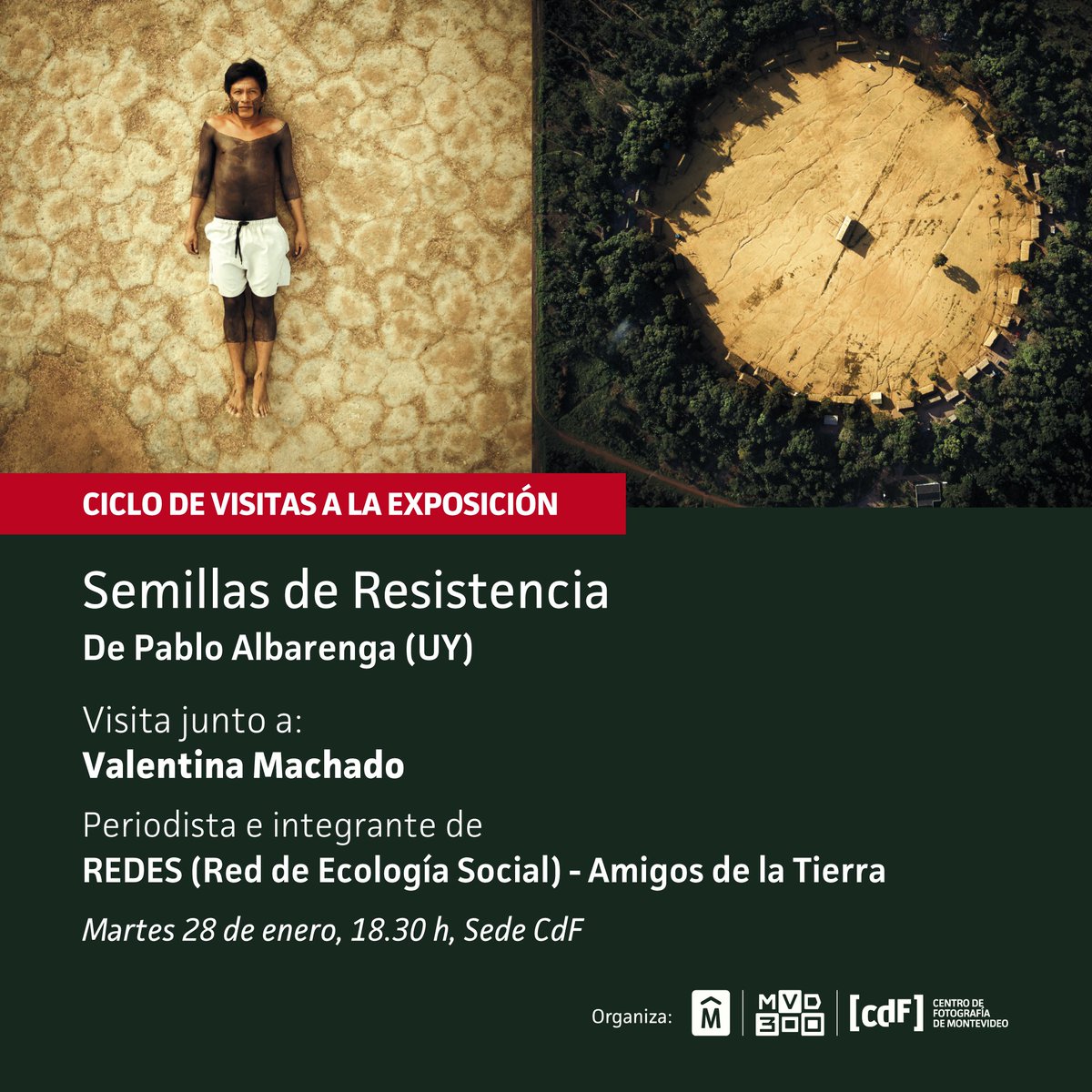 📆Martes 28 de enero a las 18:30 h, nos acompaña Valentina Machado, periodista e integrante de <a href="/redes_at/">REDES - AT Uruguay</a>  en el marco del ciclo de visitas a la exposición "Semillas de Resistencia" de Pablo Albarenga.

💁¡Les esperamos a las 18:30 h!

📌Más información: cdf.montevideo.gub.uy/actividad/cicl…