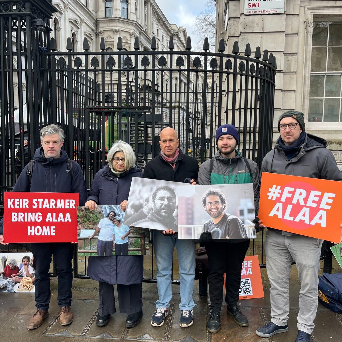 Free Alaa (@freedomforalaa) on Twitter photo A doctor has warned that Laila Soueif's 120-day hunger strike may be causing ‘heart failure’.
She returned to Downing Street this morning to call on the Prime Minister to intervene to free her son.
<a href="/fairsqprojects/">FairSquare</a> <a href="/PeterGreste/">Peter Greste</a> A doctor has warned that Laila Soueif's 120-day hunger strike may be causing ‘heart failure’.
She returned to Downing Street this morning to call on the Prime Minister to intervene to free her son.
<a href="/fairsqprojects/">FairSquare</a> <a href="/PeterGreste/">Peter Greste</a>