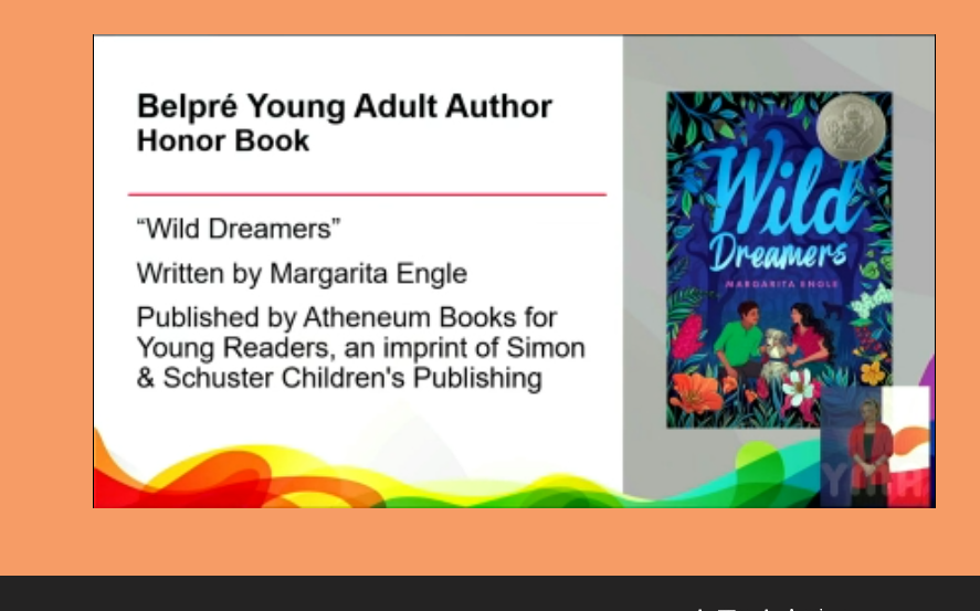ErinDealey's tweet photo. @PaulaYoo 4/ So excited to see @margaritapoet's WILD DREAMERS @SimonKIDS receive Pura Belpré Award honors! @SCBWINorthCal #kidlit #WritingCommunity #YALSA https://t.co/rSn4dRZblm
