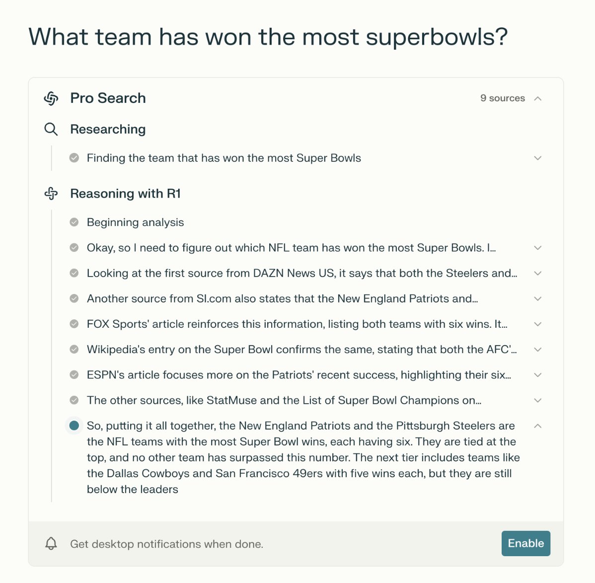 perplexity_ai's tweet image. DeepSeek R1 is now available on Perplexity to support deep web research. There's a new Pro Search reasoning mode selector, along with OpenAI o1, with transparent chain of thought into model's reasoning. We're increasing the number of daily uses for both free and paid as add more…