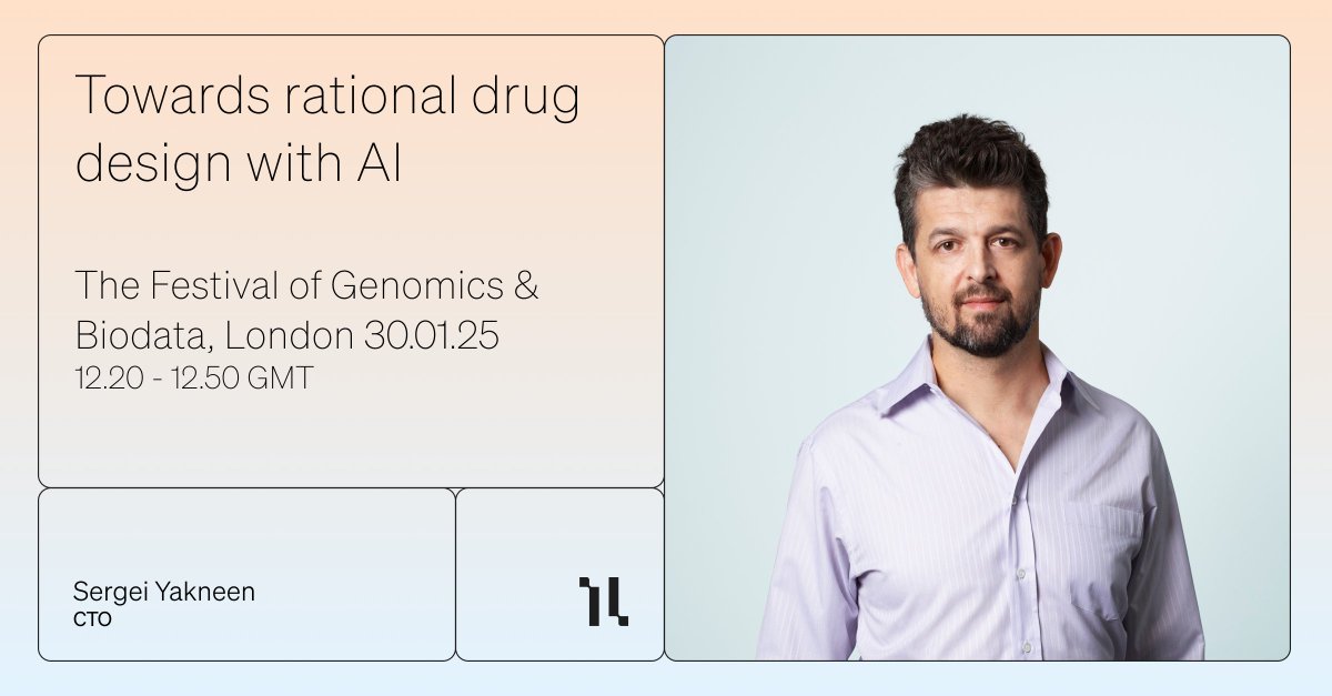 Isomorphic Labs (@isomorphiclabs) on Twitter photo <a href="/IsomorphicLabs/">Isomorphic Labs</a> CTO, <a href="/SergeiIakhnin/">Sergei Yakneen</a>, will be participating at the Festival of Genomics & Biodata on Thursday 30.01.25. Catch him on the Data Driven Drug Discovery Stage at 12.20 for a talk delving into how Isomorphic Labs is advancing rational drug design.
He will also join <a href="/IsomorphicLabs/">Isomorphic Labs</a> CTO, <a href="/SergeiIakhnin/">Sergei Yakneen</a>, will be participating at the Festival of Genomics & Biodata on Thursday 30.01.25. Catch him on the Data Driven Drug Discovery Stage at 12.20 for a talk delving into how Isomorphic Labs is advancing rational drug design.
He will also join