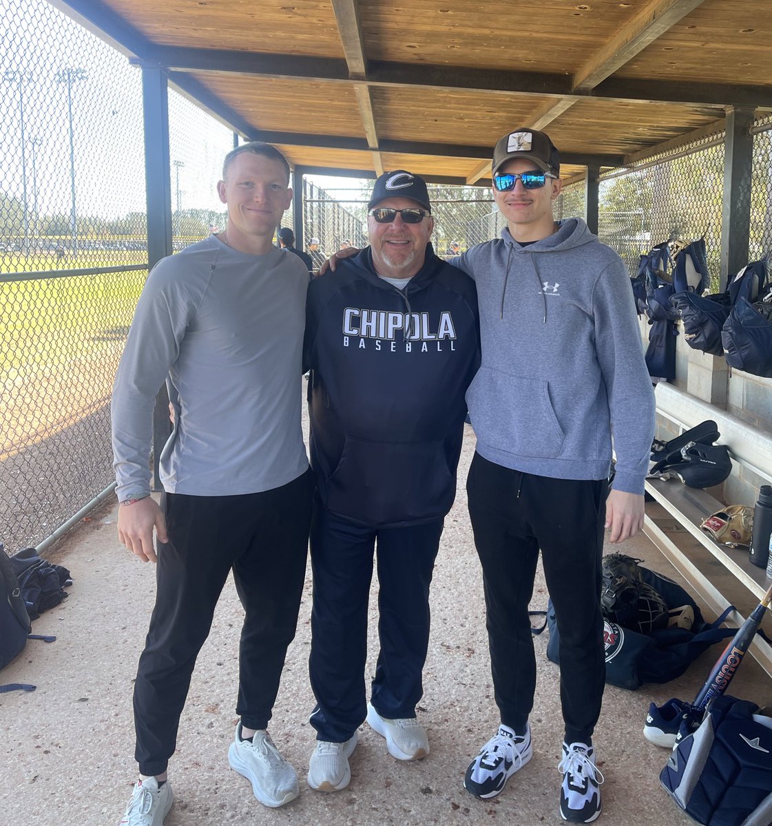 Chipola_BSB's tweet photo. Had a couple of special visitors down in Auburndale this past weekend! 

Tucker Flint (‘22) currently in the @Angels organization and Lucas Elissalt (‘24) currently in the @tigers organization. 

#ChiPROla https://t.co/twGAa4bgXt