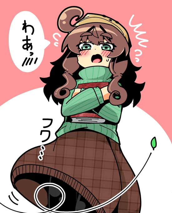 悪戯な風にスカートめくられる栗田まろん絵 