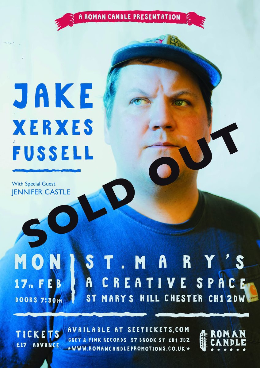Roman Candle (@rc_promotions) on Twitter photo We are delighted to announce our show with Jake Xerxes Fussell and special guest <a href="/JNFRCASTLE/">Jennifer Castle</a> on Monday, 17th February, at <a href="/CreativeMarys/">StMarysCreativeSpace</a>, Chester, has now SOLD OUT!
Huge thank you to all who have bought a ticket and supported the event. It is going to be a beautiful evening. We are delighted to announce our show with Jake Xerxes Fussell and special guest <a href="/JNFRCASTLE/">Jennifer Castle</a> on Monday, 17th February, at <a href="/CreativeMarys/">StMarysCreativeSpace</a>, Chester, has now SOLD OUT!
Huge thank you to all who have bought a ticket and supported the event. It is going to be a beautiful evening.