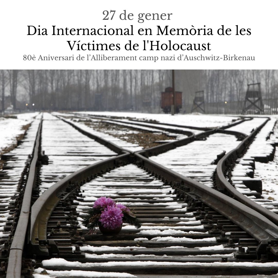 AlmenarMemoria's tweet photo. Avui fa vuitanta anys de l'alliberament d'Auschwitz, el camp d'extermini més gran de la història de la humanitat. Coincidint en aquesta data la UNESCO va escollir el 27 de gener Dia Internacional en Memòria de les Víctimes de l'Holocaust. 
Cal que ho mantinguem en la memòria! https://t.co/oEH8nI8fZm