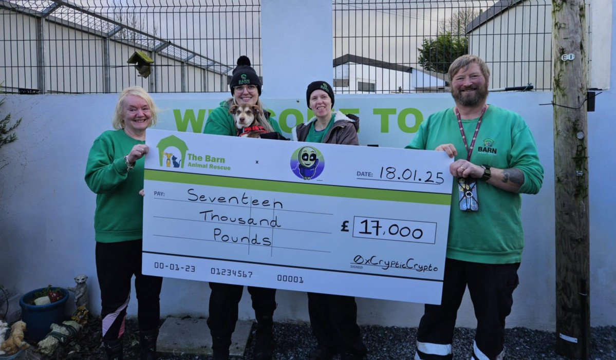 0xCrypticCrypto's tweet image. In December Cryptic raised money within our community for the chosen charity The Barn Animal Shelter. We raised a total of $21,223 (£17,000) and last week gave them the donation! Thank you to all cryps who contributed to the raise 🥰🐶

We also held our annual holiday giveaway…