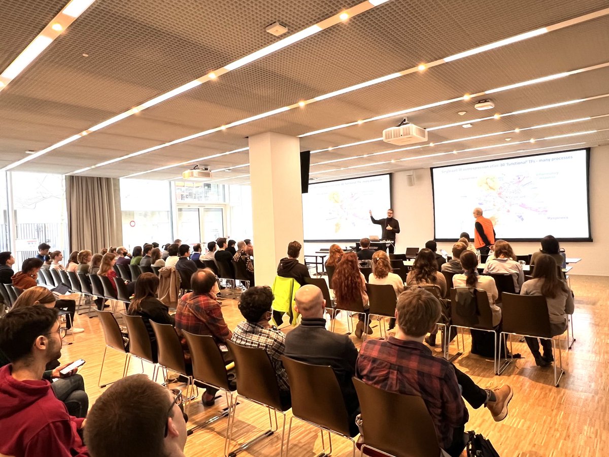 ETH_BSSE's tweet photo. Welcoming some 60 participants (plus 100 online attendees) at today’s public seminar organised by #NextGenBioeng partnership @ETH_en @Roche @IHB_Research #pRED: Prof Bart Deplancke @BartDeplancke @EPFL_en on single cell phenomics in 🧪 biology 🧬 https://t.co/E0ZAfy1d2g
