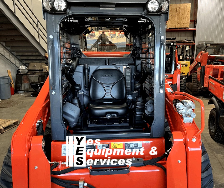 When you peer into the cab of this 2024 Kubota SSV75 Skid Steer Loader from this vantage point, it appears more like a cockpit. Something you might find in a fighter jet. Either way, it puts you in command of quite a machine. Learn more at bit.ly/4d2bJYA.