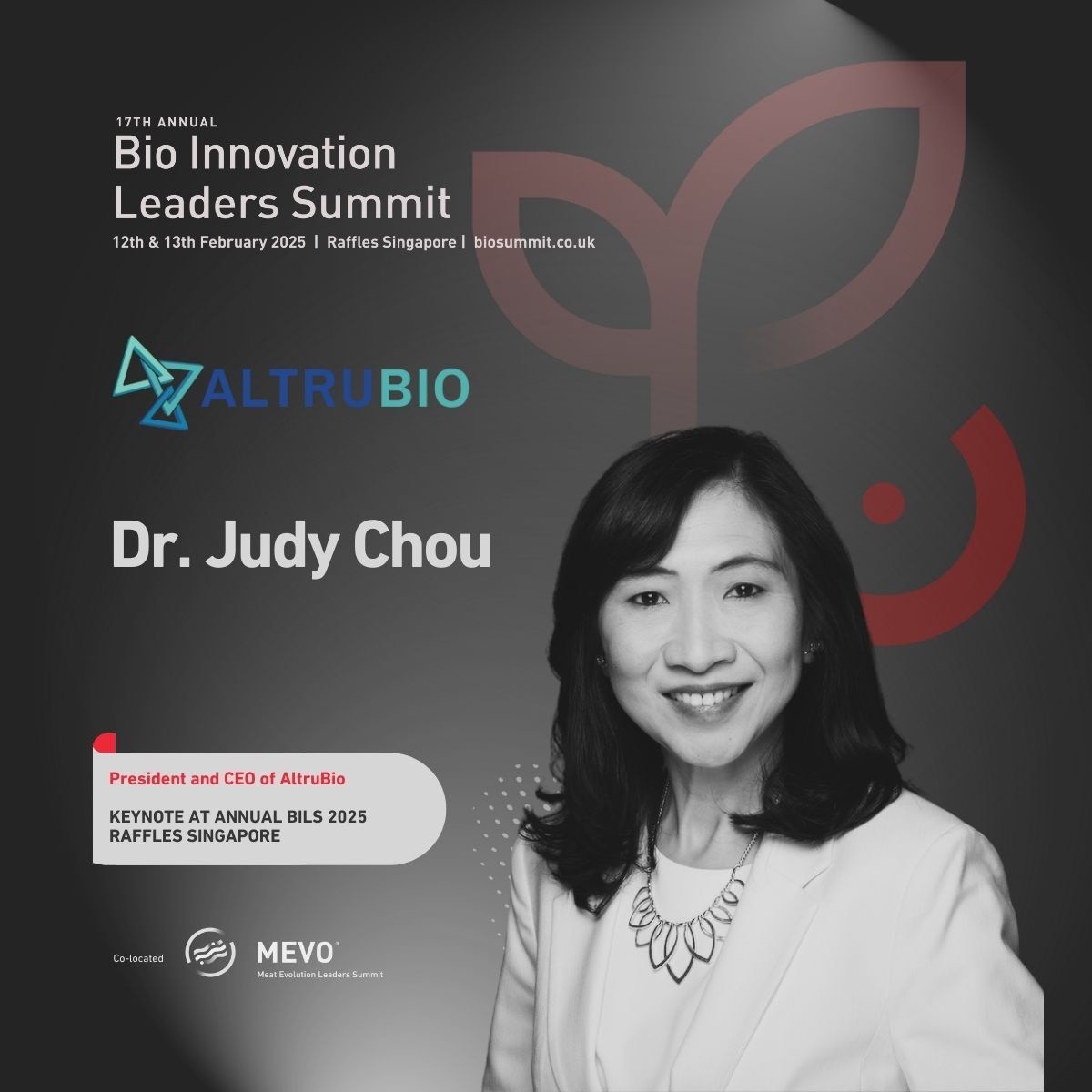 Dr. Judy Chou <a href="/biologicsiscool/">Dr. Judy Chou</a> to deliver a keynote titled “The Pursuit of Excellence in Innovative Biologics” at the 17th Annual Bio Innovation Leaders Summit, February 12th, in Singapore to discuss advanced technologies required in innovative biologics to truly benefit patients