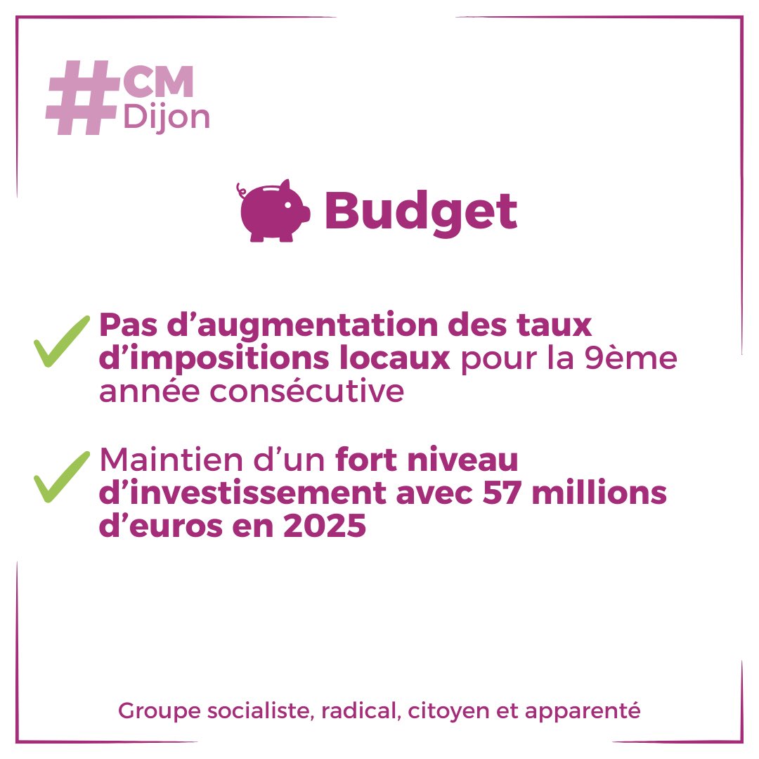 Elus_Dijon's tweet photo. #CMDijon #Budget / Dans un contexte économique difficile, notre budget 2025 est un budget d’actions. La gestion saine de nos finances nous permet de maintenir un haut niveau de service public, de ne pas augmenter les impôts tout en continuant d’investir pour l’avenir.
#Dijon https://t.co/70gIPmMa4Y