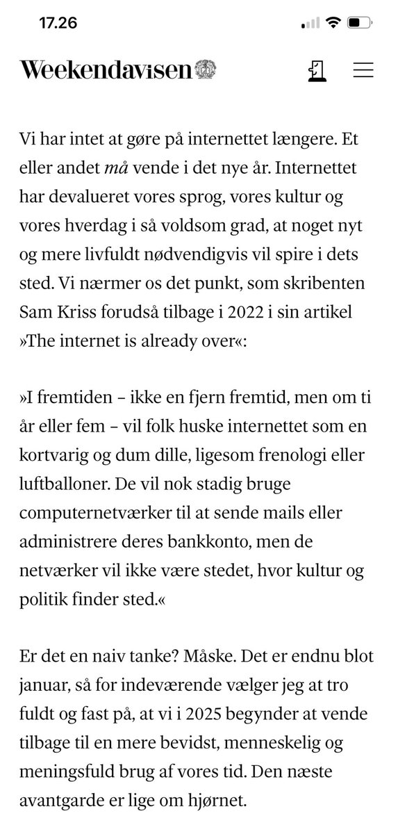 Vil overfor mine følgere gerne tilkendegive, at jeg hver evig eneste dag har det vildt sjovt på “internettet,” og at de personer, der taler om dets død, skal tage sig sammen! Det er bare min mening! Hehe 😜 (fra en artikel i <a href="/weekendavisen/">Weekendavisen</a>)