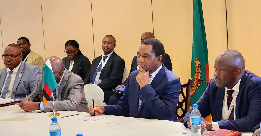 HHichilema's tweet photo. On the sidelines of #Mission300, we held a bilateral meeting with Ivory Coast's PM Robert Beugre Mambe. Discussed intra-Africa trade, emphasising the benefits of trading among ourselves. Extended warm greetings to H.E President @AOuattara_PRCI &amp; the people of Ivory Coast.🇿🇲🇨🇮🌍 https://t.co/uIgGXivmen