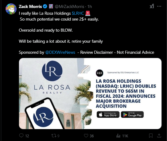 FloridaMaannn's tweet photo. Hey @MrZackMorris
Do you really like $LRHC ? or are you just fulfilling your duty as per the contract that YOU signed with them ?
For those who won't believe me, just check the DISCLOSURE AGREEMENT located on his profile (top), I will post screenshots below:
"FUMC LLC has been compensated twelve thousand fives hundred dollars USA...to distribute media via various sources for La Rosa Holdings"
#ETF500 $LRHC