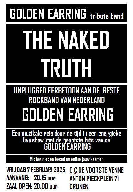Vrijdag 7 februari The Naked Truth live in #Drunen #DeVoorsteVenne #thenakedtruth #goldenearring #tribute #theater #livemusic #theatertour #goldenearringband #thankyouforyoursupport #livemuziek