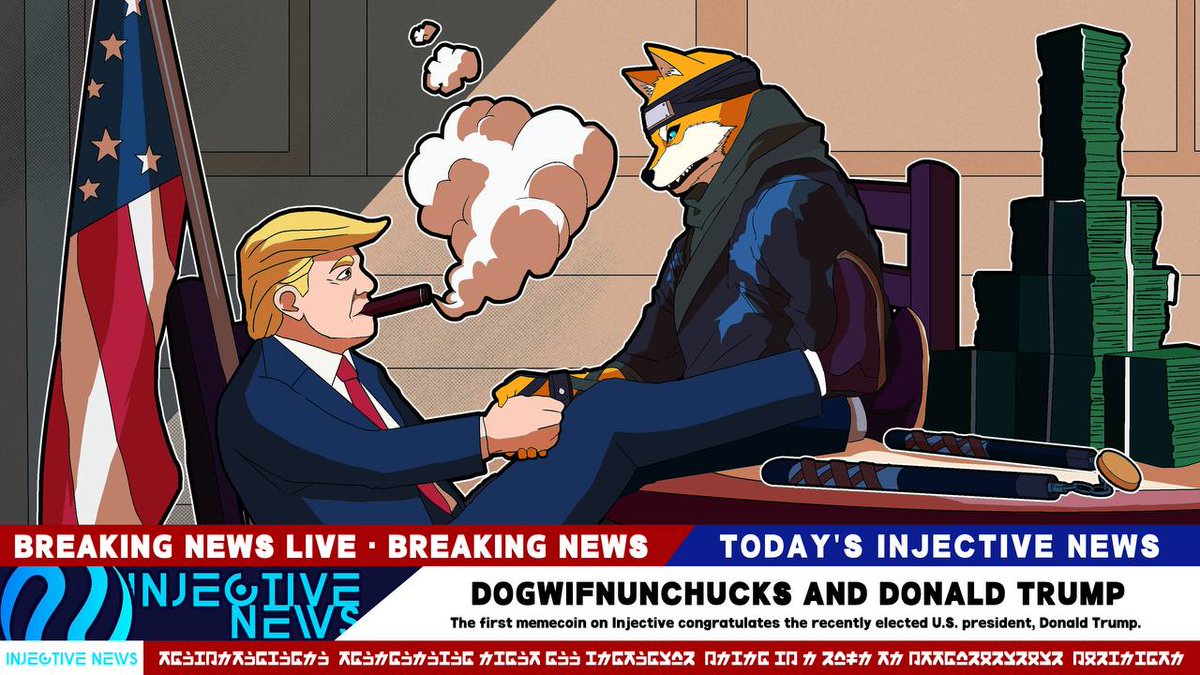 dogwifnunchucks's tweet photo. Today @dogwifnunchucks met with @POTUS @realDonaldTrump to congratulate him on his win.

$NINJA clan is fighting harder than ever to ensure the success of @injective as a native US crypto company.

$INJ #MadeinUSA https://t.co/WQDhK1455L