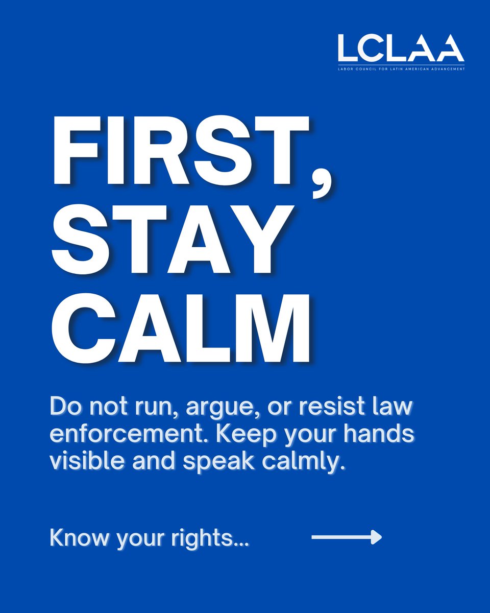 LCLAA's tweet photo. The US Constitution protects the rights of all people, workers, immigrants and their family , that's why it is important to Know Your Rights! 💪 Learn about what to do if you encounter immigration authorities, be prepare! 🔥 https://t.co/ACoZMyIoru