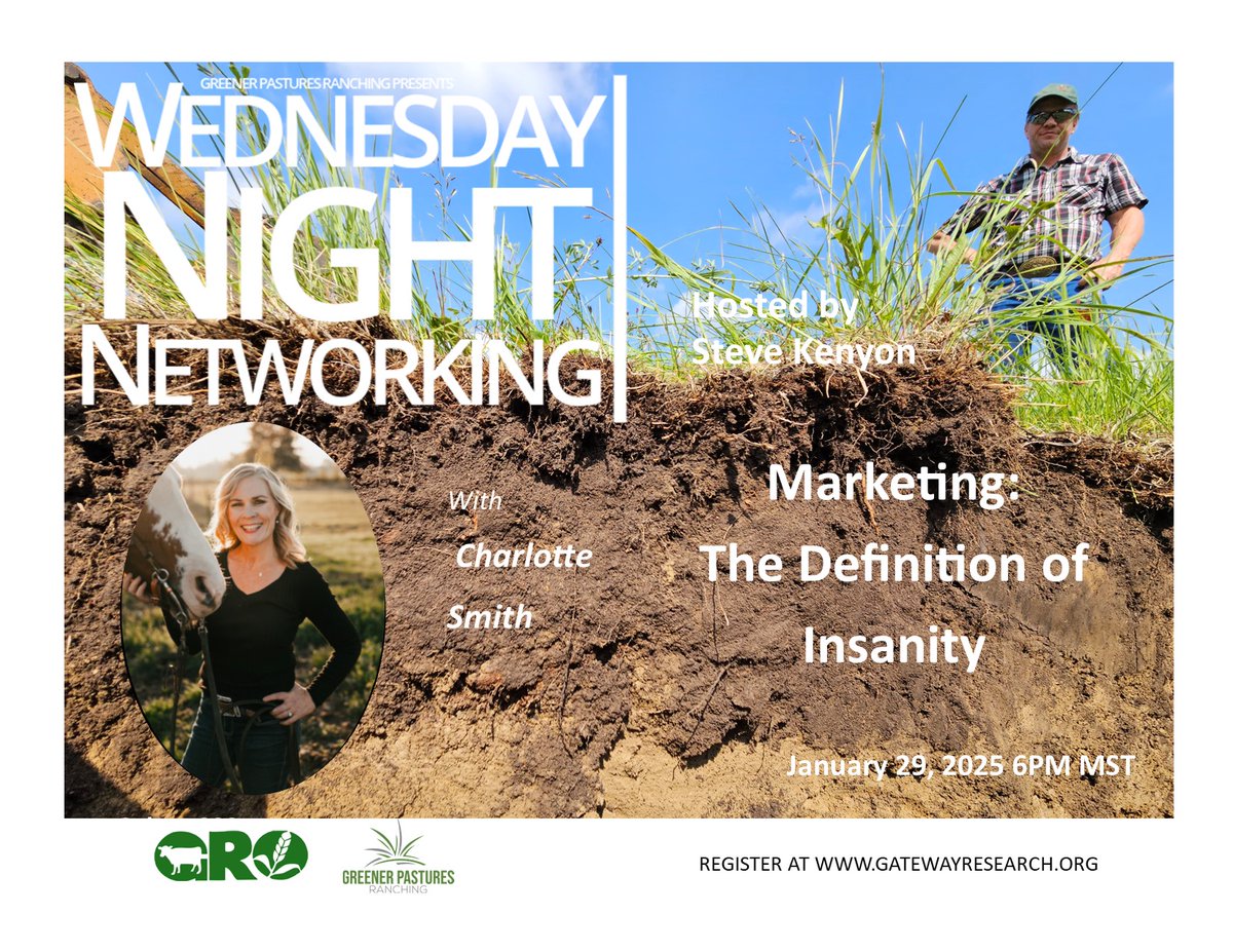 GPRanchingLTD's tweet photo. Join us on January 29, 2025 at 6pm MST for WNN with special guest Charlotte Smith; marketing and mindset coach, host of the Profitable Mindset podcast and  previously named one of the top 25 most influential women in the world in food and agriculture https://t.co/9qWIruI7m9
