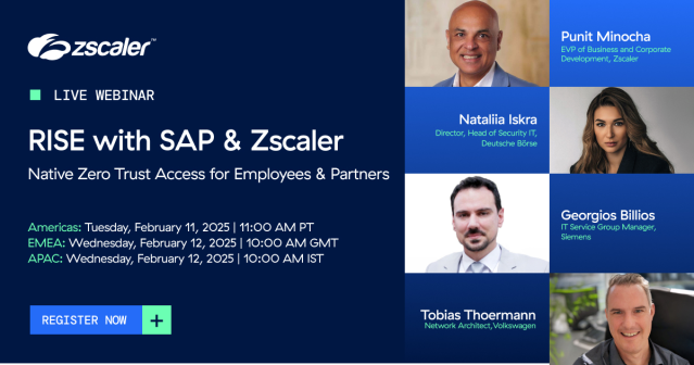 EmmaC969's tweet photo. Worried about the security risks of legacy network access solutions as you migrate SAP to the cloud? Join our webinar to learn how Zscaler can streamline and de-risk your SAP RISE migration with secure zero trust access to your high-value SAP apps. Register here:... https://t.co/c0YvSmfreJ