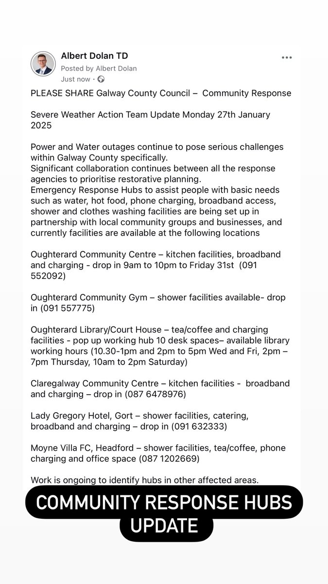 Albert Dolan TD (@albertdolan_) on Twitter photo Galway County Council - Community Response Hubs update from the emergency response team in <a href="/GalwayCoCo/">Galway County Council</a> Galway County Council - Community Response Hubs update from the emergency response team in <a href="/GalwayCoCo/">Galway County Council</a>