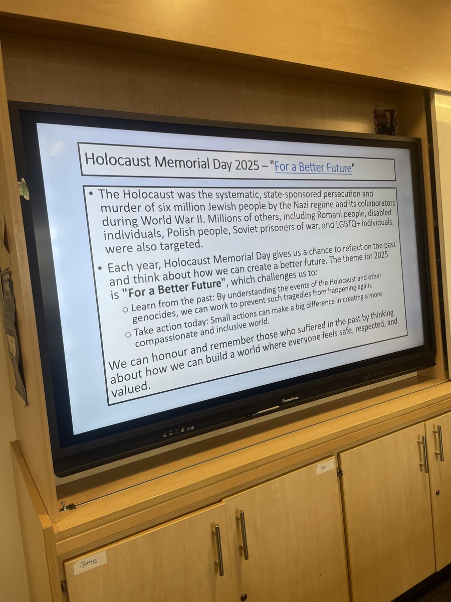 WilliamwoodHS's tweet photo. Today in Social Subjects and RMPS, we are marking Holocaust Memorial Day 2025. Pupils are exploring this year’s theme ‘For a Better Future’ by discussing what they would change for the better 💭 #HMD25 #UNCRC #Article19 #Article38 https://t.co/JQLQIS2DZU
