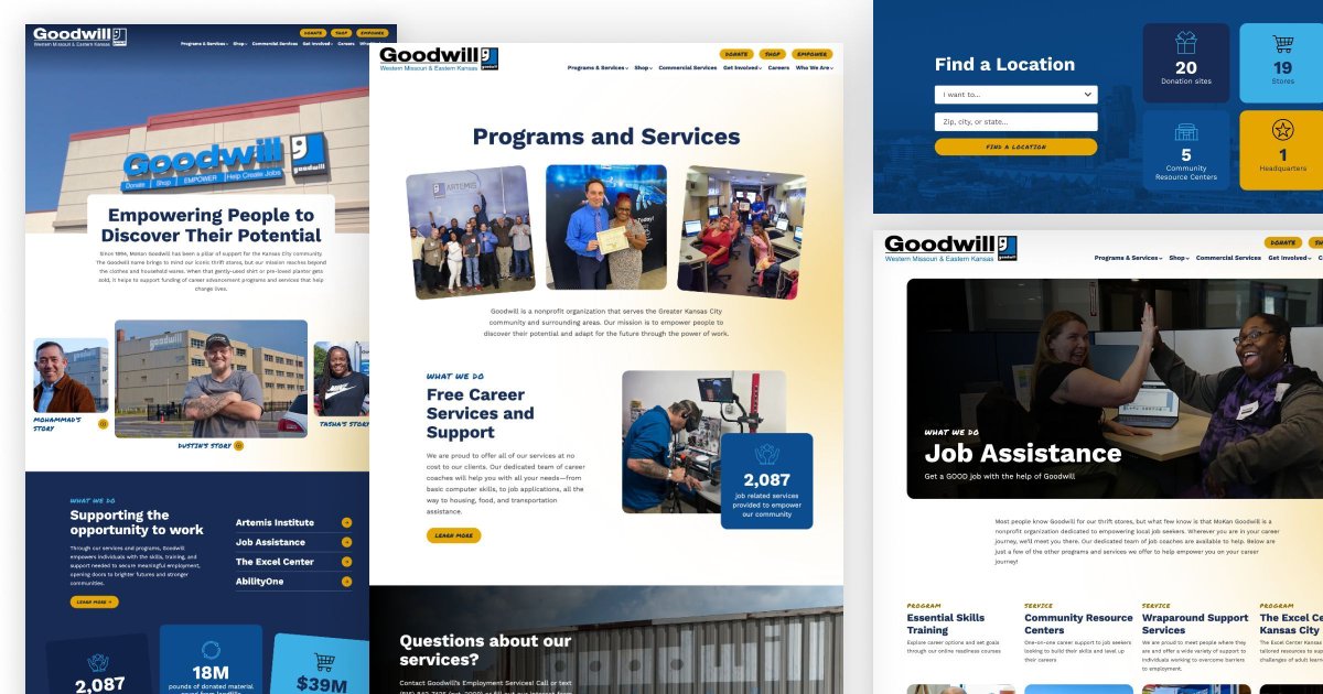 The new Mokan Goodwill site features a bold, dynamic design with easily accessible resources available for users to learn more about the organization's mission, partnerships, and involvement opportunities. Visit the site at mokangoodwill.org