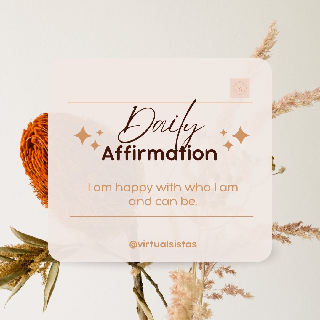 virtualsistas's tweet photo. ✨Daily Affirmation✨
.
I am happy with who I am and can be.
.
.
.
.
.
.
.
.
.
.
.
#Virtualsistas #VirtualAssistantService #VirtualWork #DigitalSupport #TaskAssistant #ContentCreation #HolidaySeason #VACommunity #DigitalEfficiency https://t.co/siAHlmKLZ0