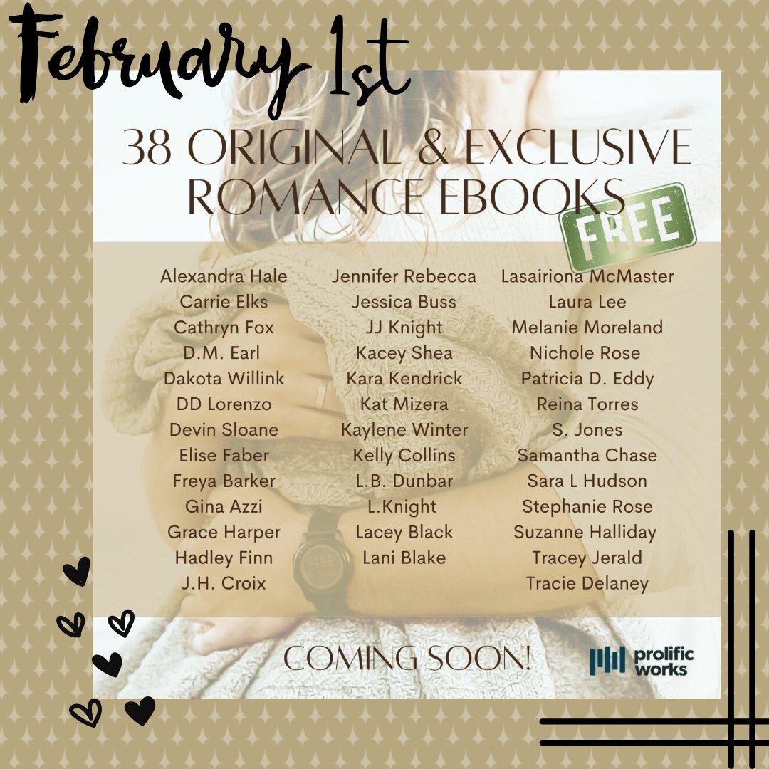 JessicaBuss907's tweet photo. HUGE ANNOUNCEMENT
38 ORIGINAL & EXCLUSIVE ROMANCE EBOOKS for readers to download starting February 1st!
And the best part is–each one is F-R-E-E
#romancebooks #booksbooksbooks #exclusive #ververomance #prolificworks #booklover #bookish #contemporaryromance #bookworm #bookaddict https://t.co/2jwcdlr0Sn