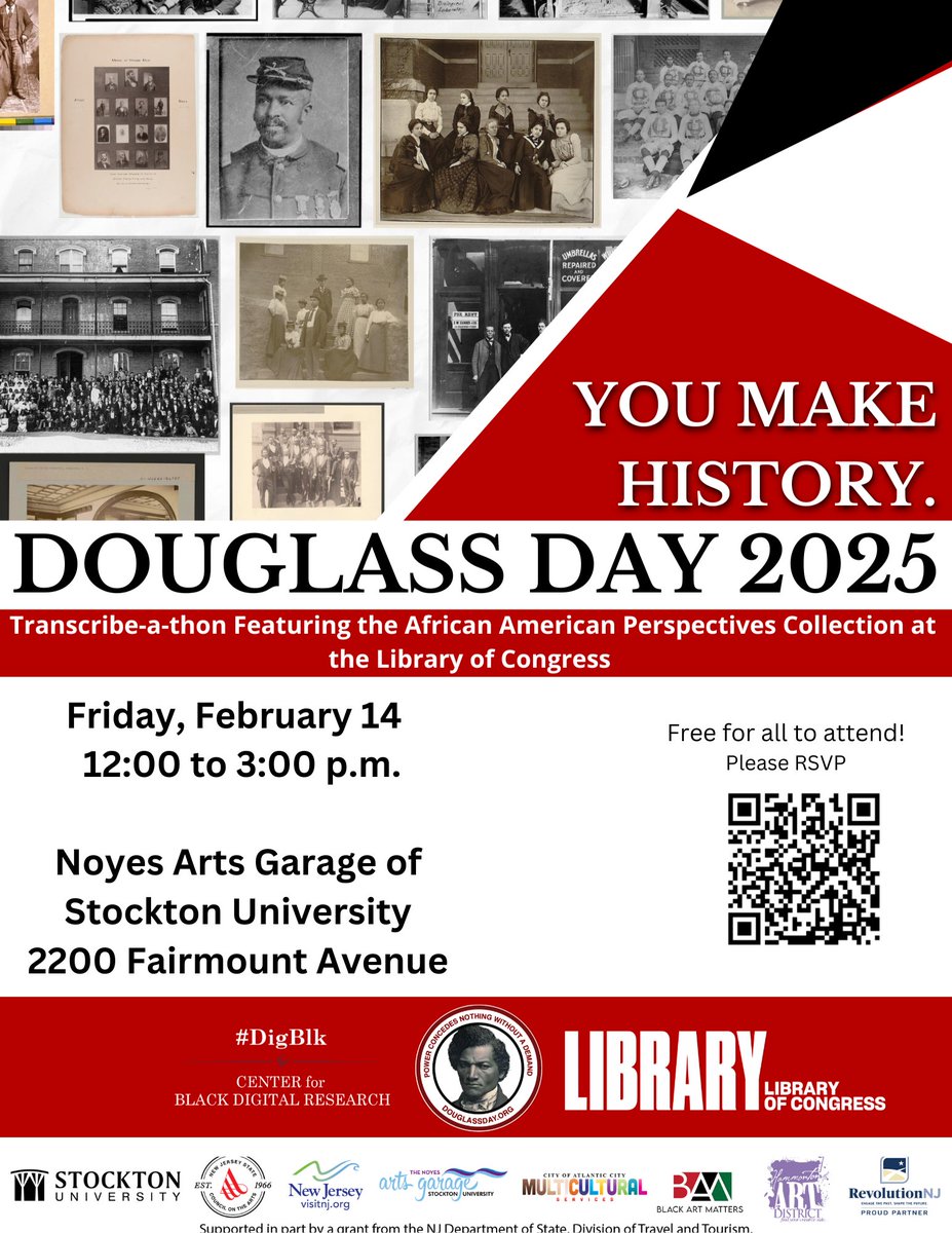 Celebrate #BlackHistoryMonth with us on Douglass Day! This year we will be transcribing documents from the African American Perspectives Collection at the Library of Congress.

📅 Friday, February 14 from 12:00 p.m. to 3:00 p.m.
🎟️ RSVP at zeffy.com/ticketing/doug…