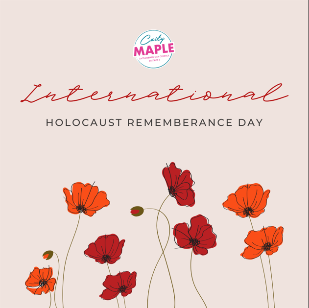 On Holocaust Remembrance Day, Councilmember Caity Maple joins the community in honoring the memory of the millions lost and recommitting to stand against hatred and intolerance. #WeRemember #Sacramento