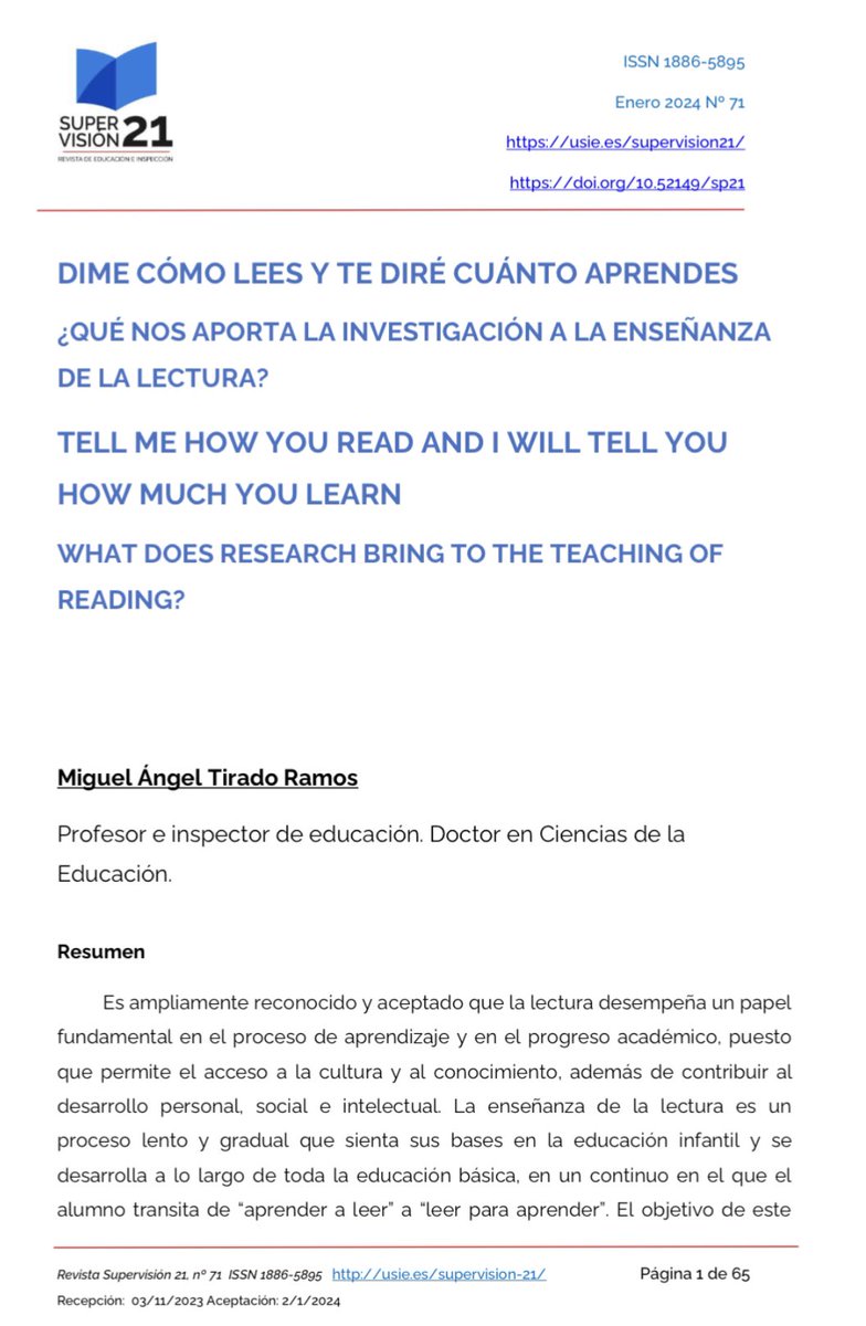 🔍 La importancia de la lectura en primaria:
Estudios señalan que la competencia lectora en 3º de primaria predice el éxito académico en secundaria, especialmente en contextos desfavorecidos.
📚 ¿Cómo mejorar? Decodificación + vocabulario + conocimiento cultural. <a href="/USIE_inspeccion/">USIE</a>