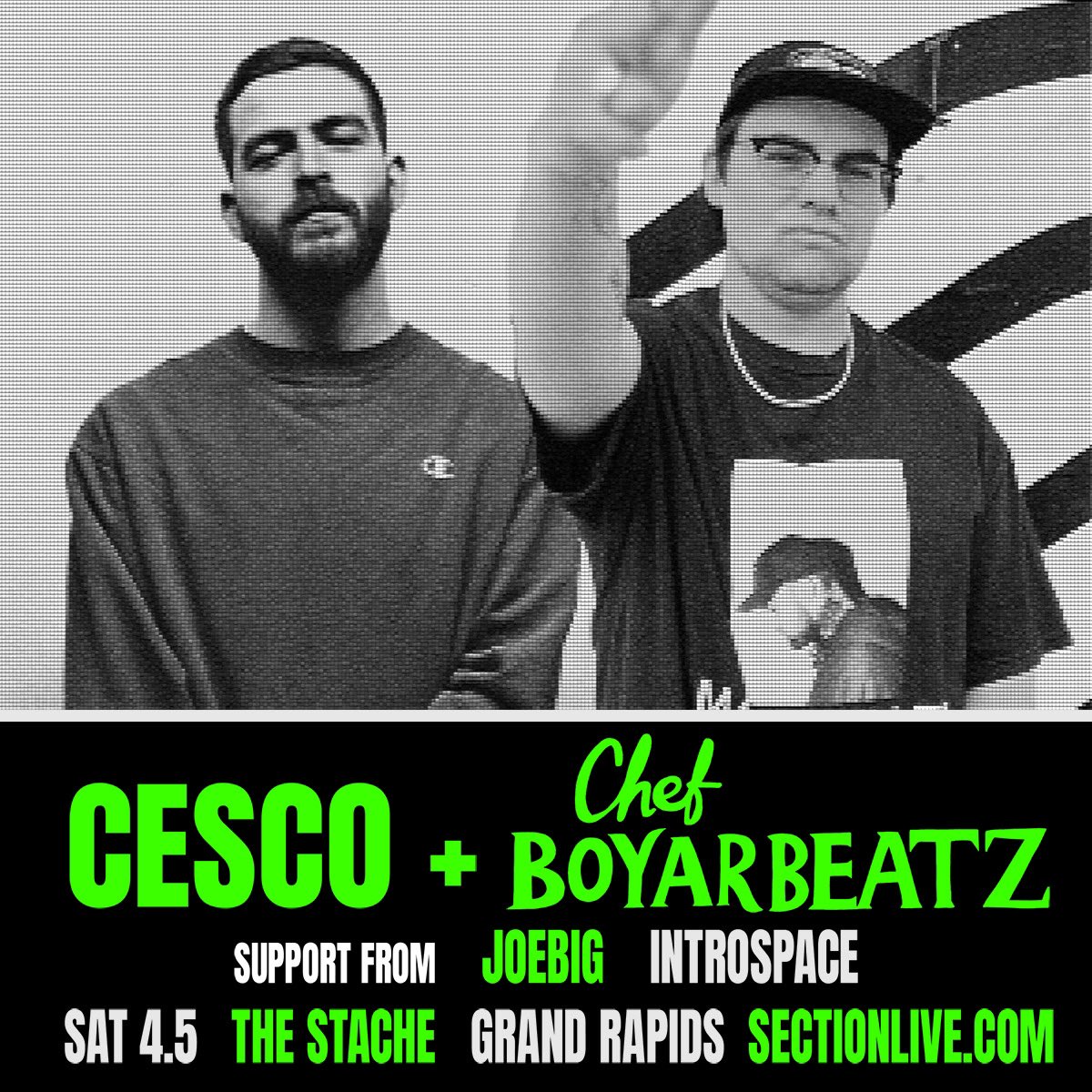 first of many with <a href="/CescoMusicUK/">CESCO</a> in grand rapids 4/5 🫡

support from the boy joebig &amp; <a href="/IntrospaceMusic/">Introspace</a> at <a href="/sectionlive/">The Intersection</a> the stache 🤝

🎟️ 👇