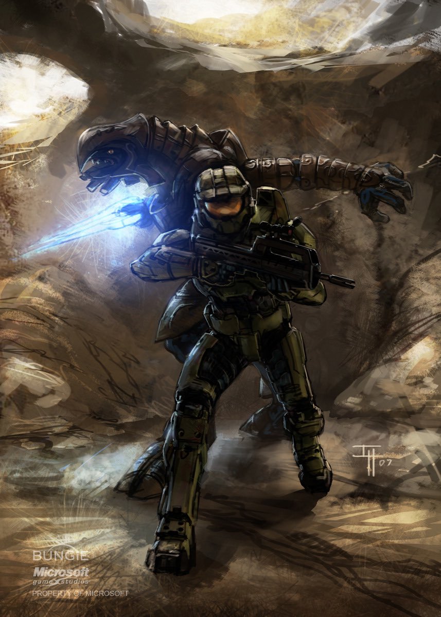 TheFoxEssence's tweet photo. Halo 3 concept art for the manual cover art https://t.co/8pEjuWUjiw